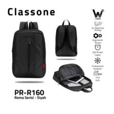 Classone  PR-R160 Roma Serisi  ,WTXpro Su Geçirmez Kumaş 15.6" Uyumlu Laptop,Notebook Sırt Çantası - Siyah