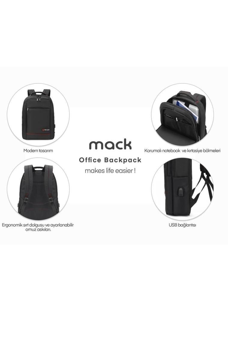 MCC-007 17.3" Office USB Girişli Notebook Sırt Çantası Siyah