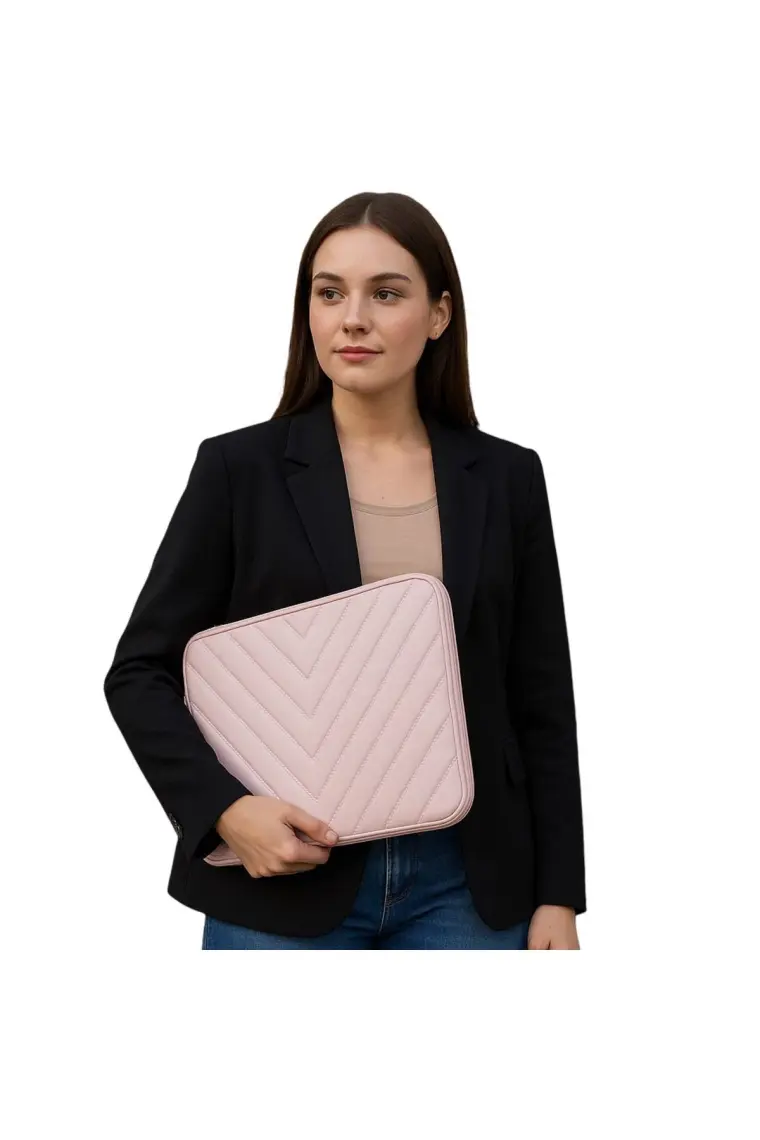 NS Reliable Notebook Laptop Macbook Çantası Suni Deri 15.6" Inç - 800-DÜZ Açık Pembe