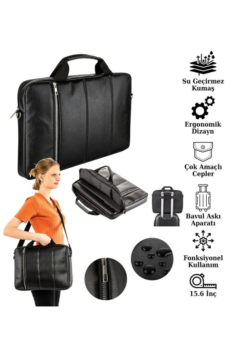 NS Reliable Notebook Laptop Macbook Evrak Çantası 13"-13.3"-14"-15.6" inç - 910 Siyah