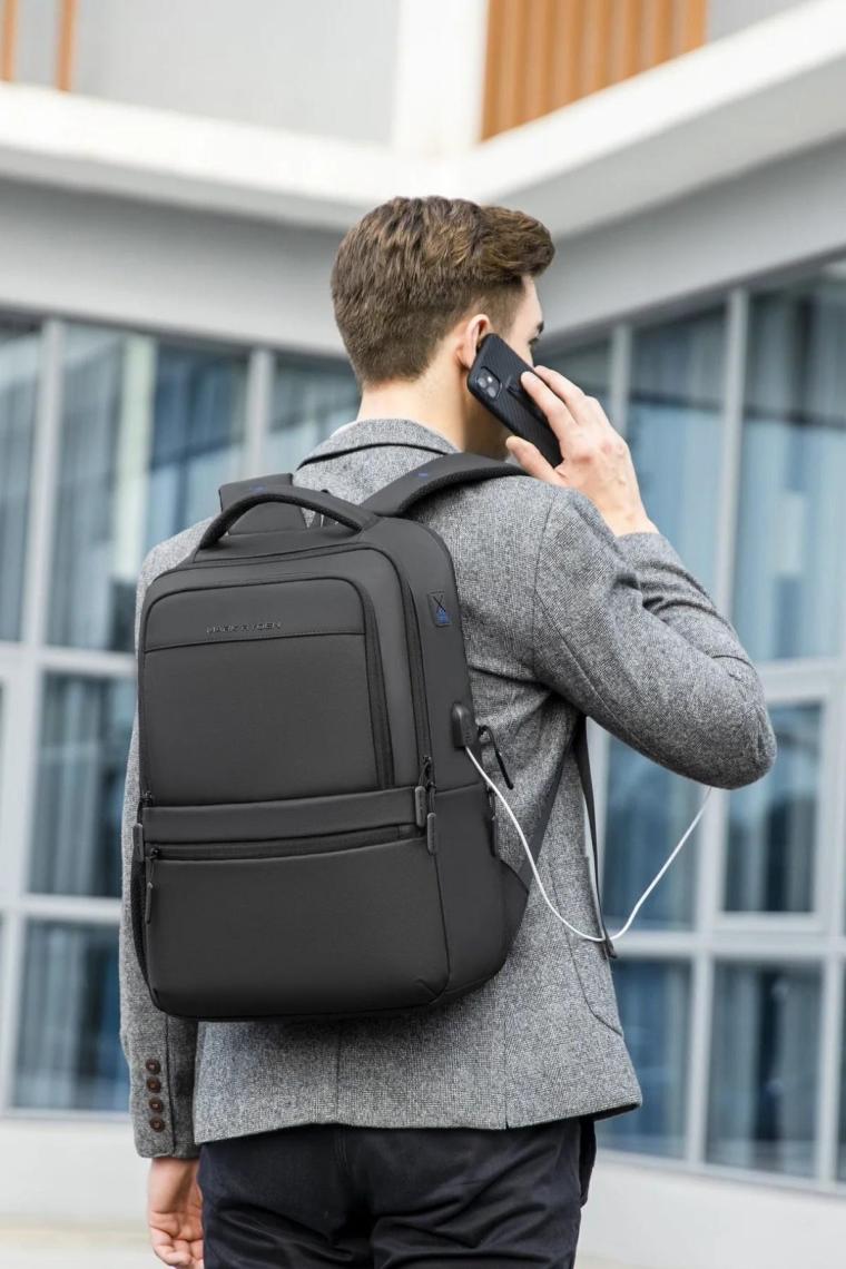 Mark Ryden Casual/günlük MR9103SJ Siyah USB Şarj Bağlantı Noktalı 15.6 Inç Dizüstü Bilgisayar Sırt Çantası Des