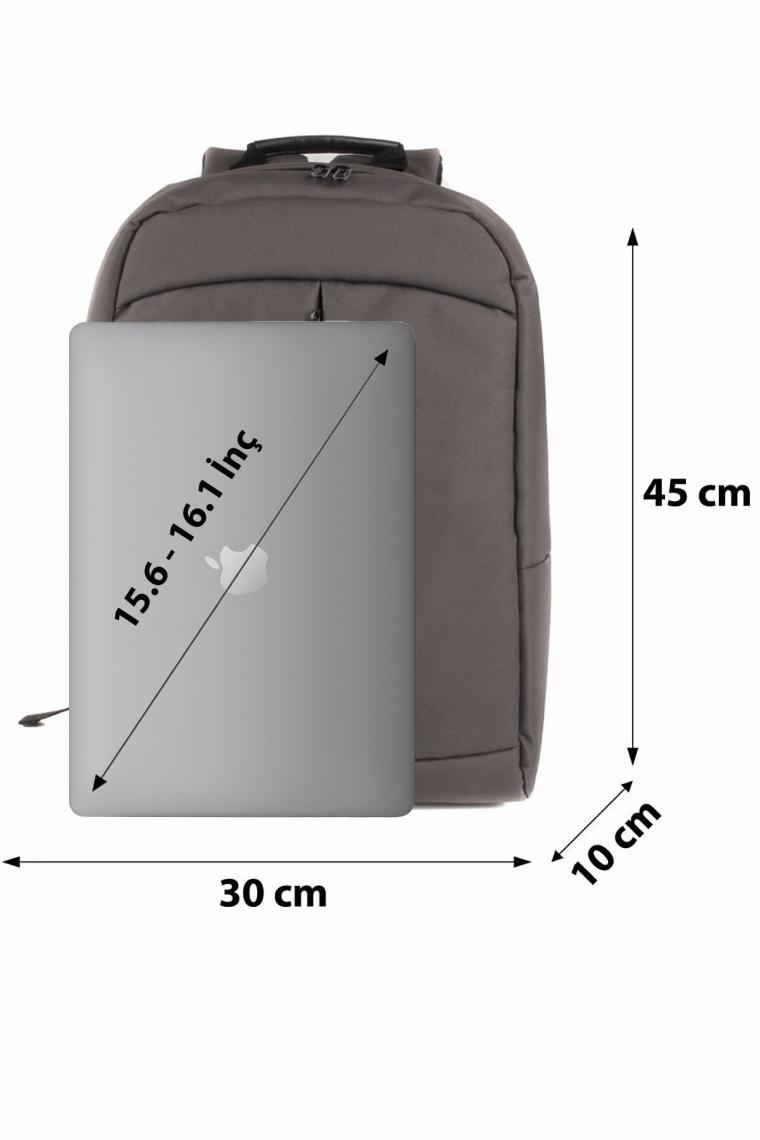 Beutel 15.6" - 16.1" Notebook Laptop Bilgisayar Sırt Çantası-Su Geçirmez Kumaş ve Fermuarlı-Koyu Gri