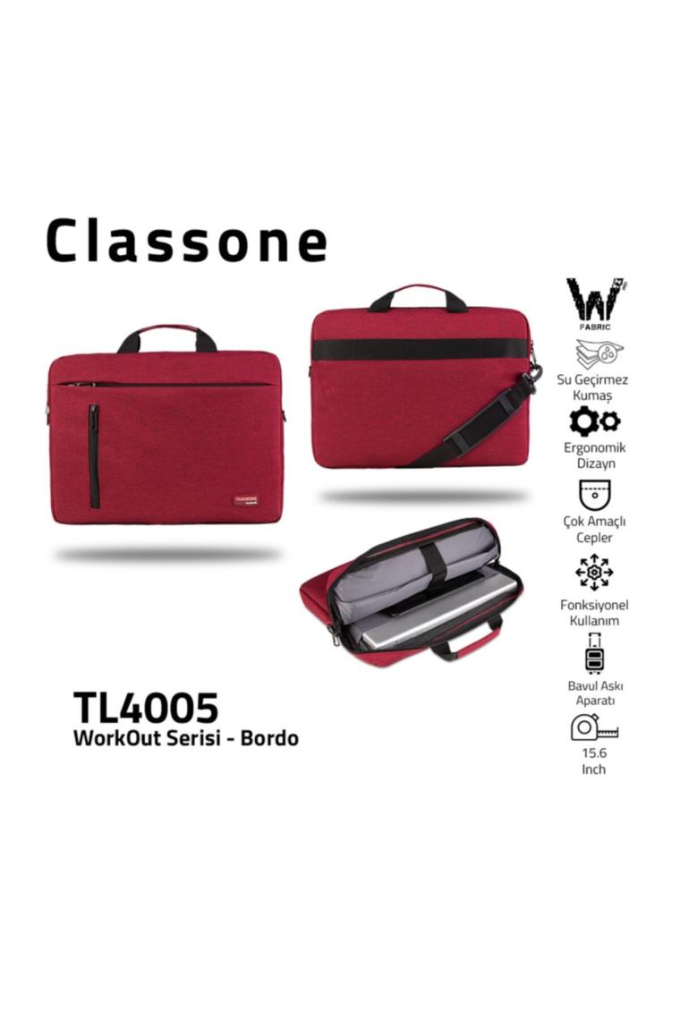 Classone TL4005 Workout 15.6 “su Geçirmez Kumaş ,macbook Mac Air, Notebook, Laptop El Çantası-Bordo