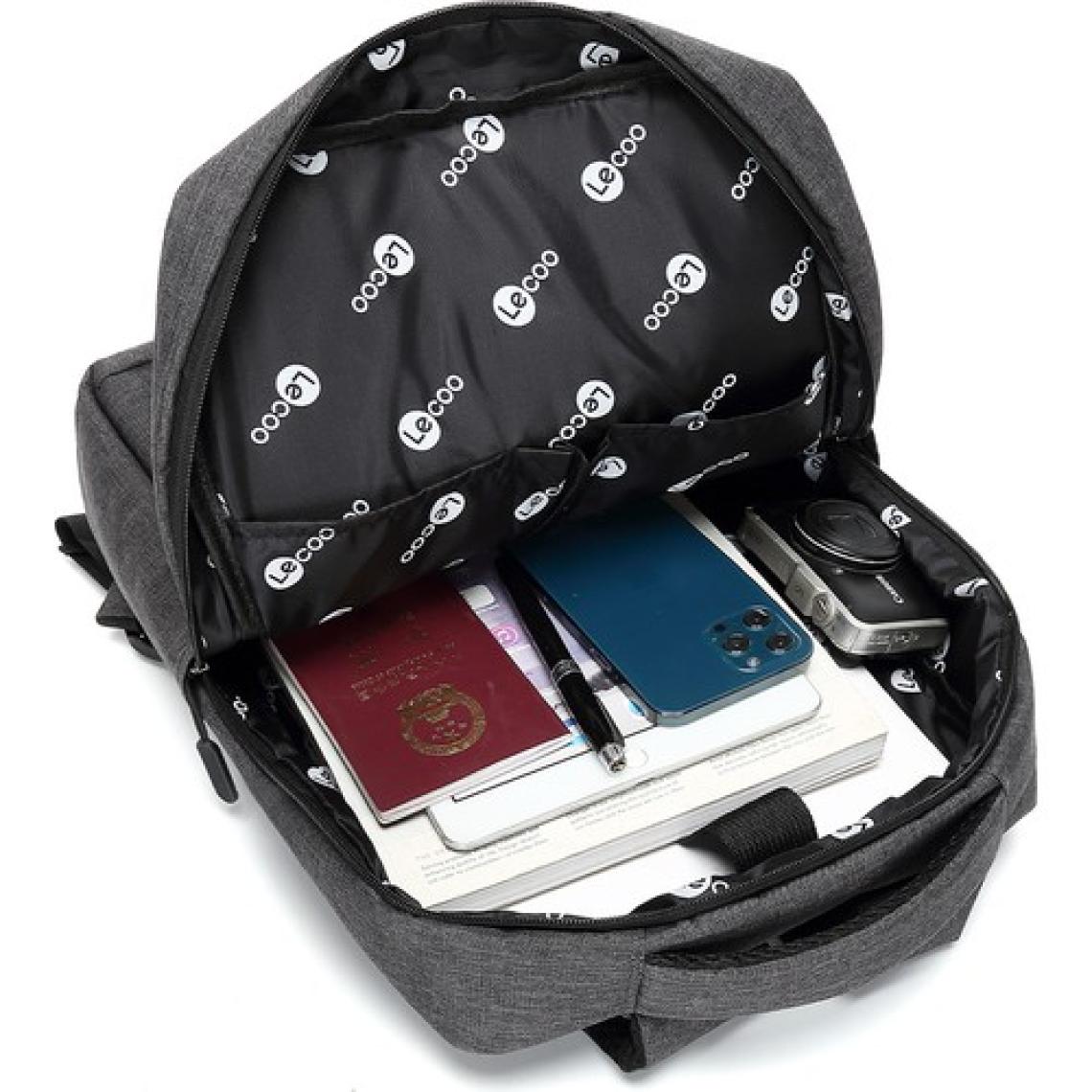 Lecoo BG01 15 - 15.9 inç Laptop Bölmeli 3 Katmanlı Suya Dayanıklı Çok Fonksiyonlu Sırt Çantası