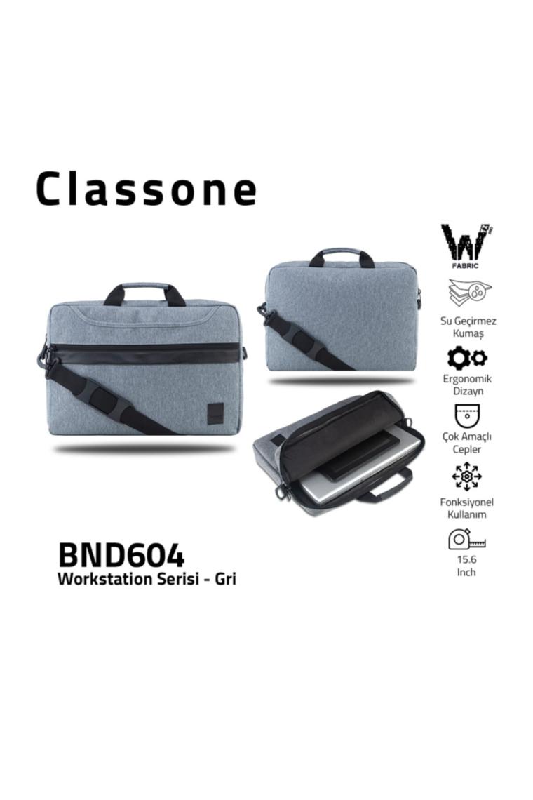 Classone Workstation BND604 15.6 " Su Geçirmez Kumaş, Notebook ,laptop Çantası-Gri