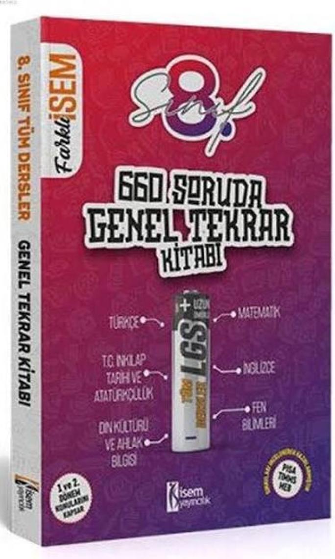 İSEM Yayıncılık 8. Sınıf LGS 660 Soruda Genel Tekrar Kitabı