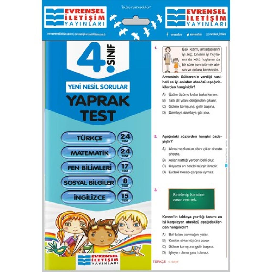 Evrensel İletişim Yayınları  4.Sınıf  Tüm Dersler Yaprak Testler