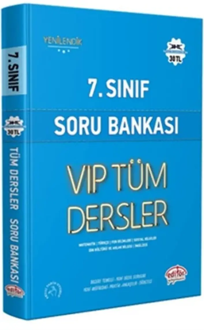 Editör Yayınları 7. Sınıf Vip Tüm Dersler Soru Bankası Mavi Kitap