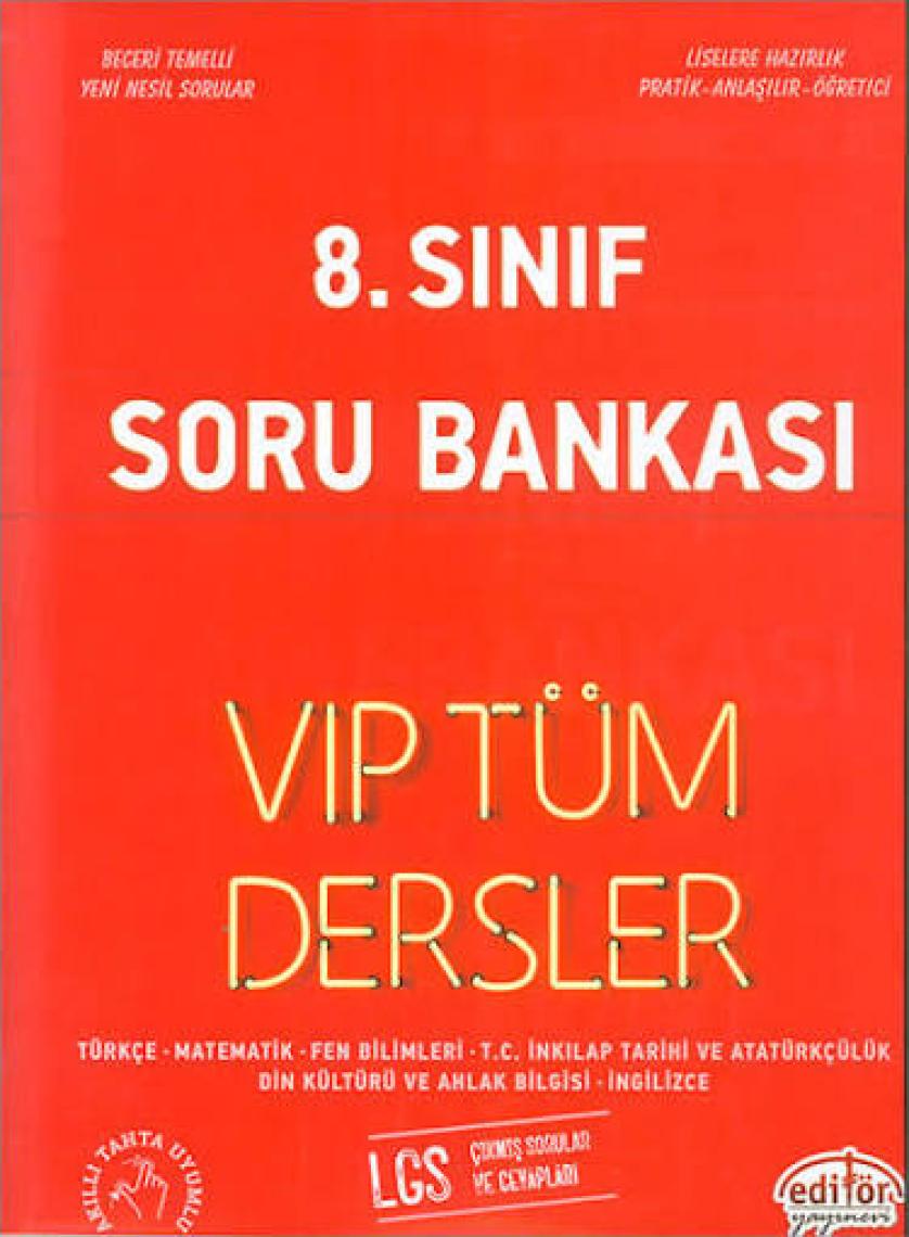 Editör Yayınları 8. Sınıf VIP Tüm Dersler Soru Bankası