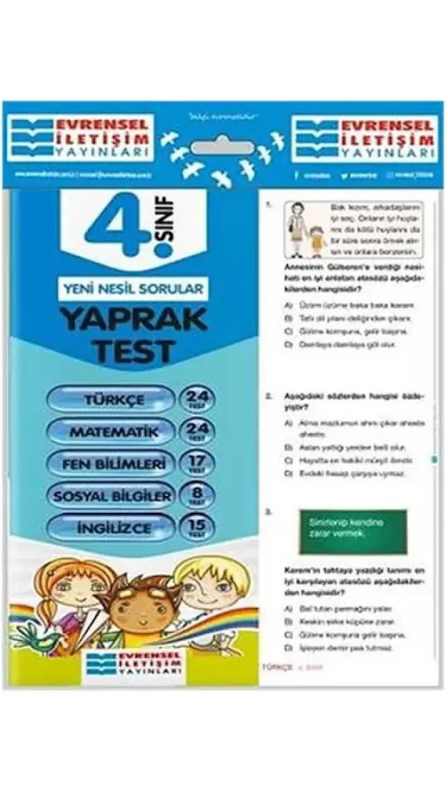 Evrensel İletişim Yayınları  4.Sınıf  Tüm Dersler Yaprak Testler