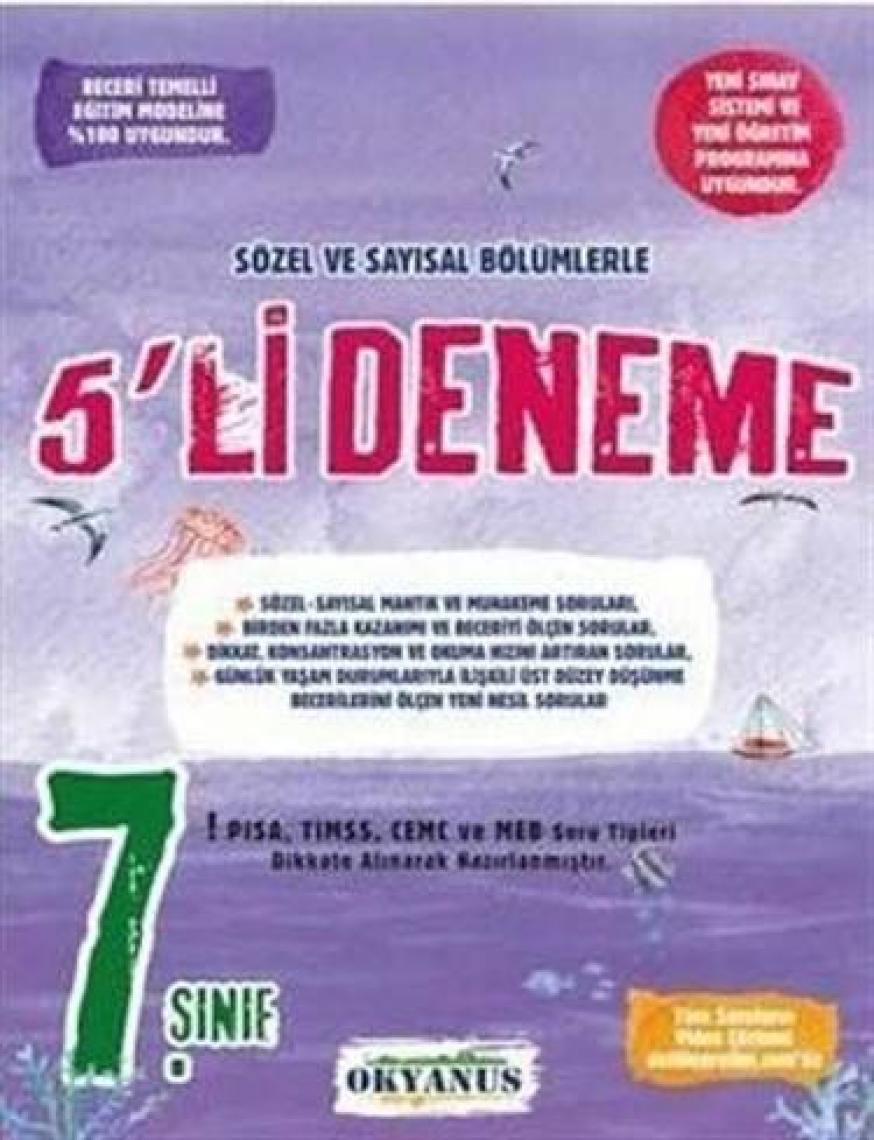 Okyanus Yayınları 7. Sınıf 5'li Deneme Sınavı Seti – Yeni Müfredata Uygun Ölçme ve Değerlendirme Kitapçıkları