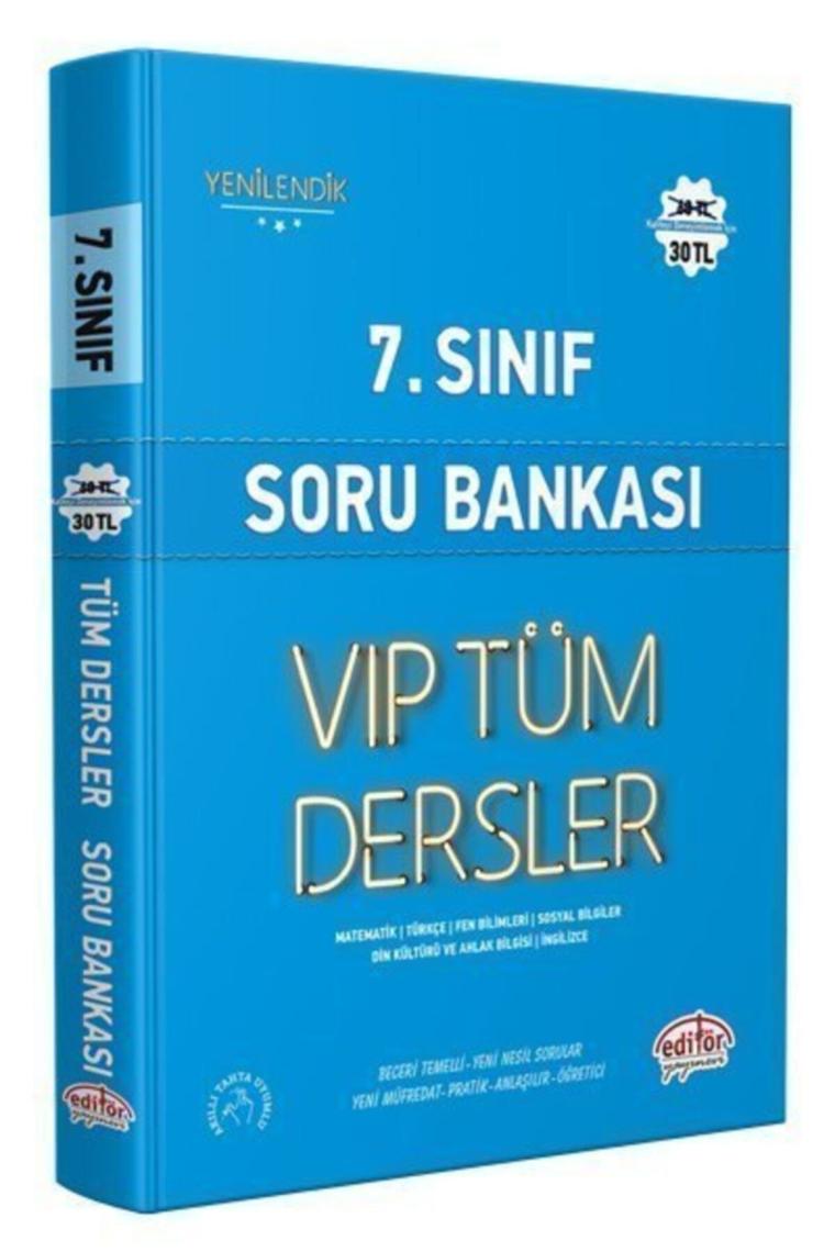 Editör Yayınları 7. Sınıf Vip Tüm Dersler Soru Bankası Mavi Kitap