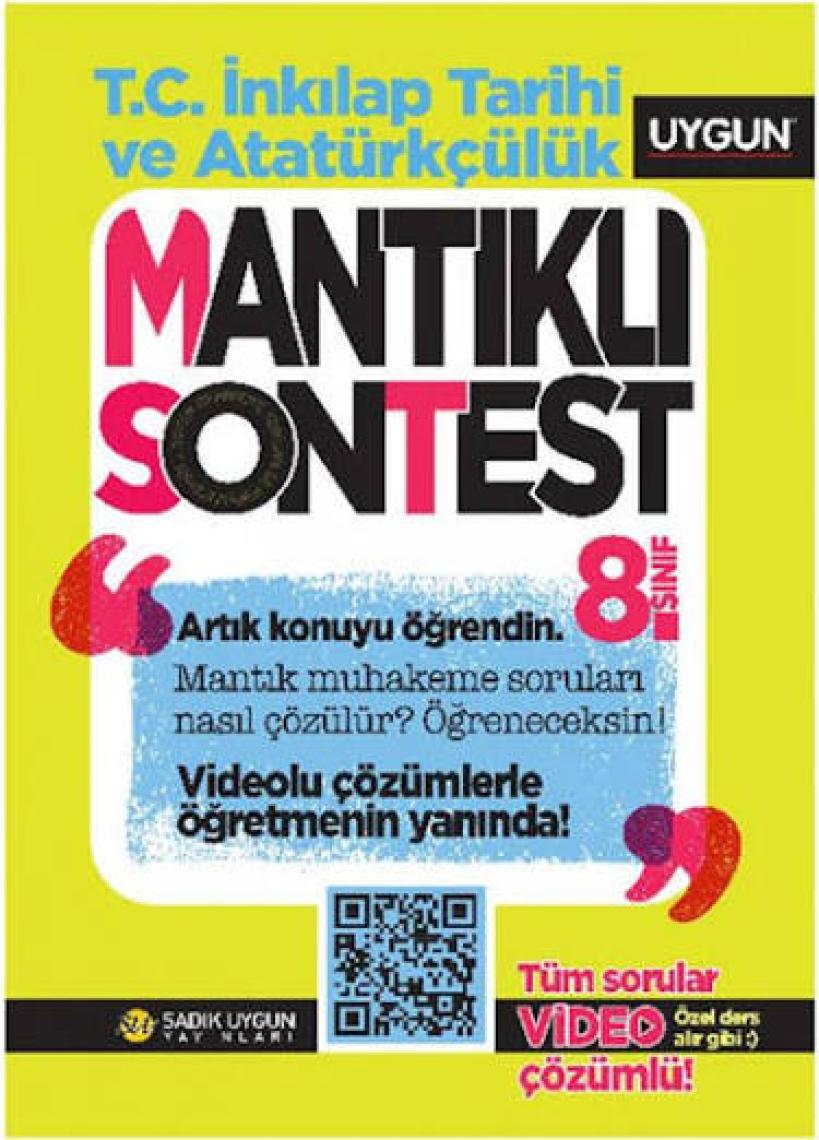 Sadık Uygun Yayınları – Mantıklı Son Test – T.C. İnkılâp Tarihi ve Atatürkçülük 8. Sınıf