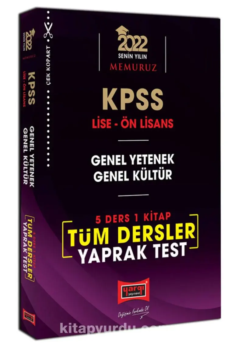 Yargı Yayınevi KPSS 2022 Lise Ön Lisans Genel Yetenek - Genel Kültür  5 Ders 1 Kitap Tüm Dersler Yaprak Test