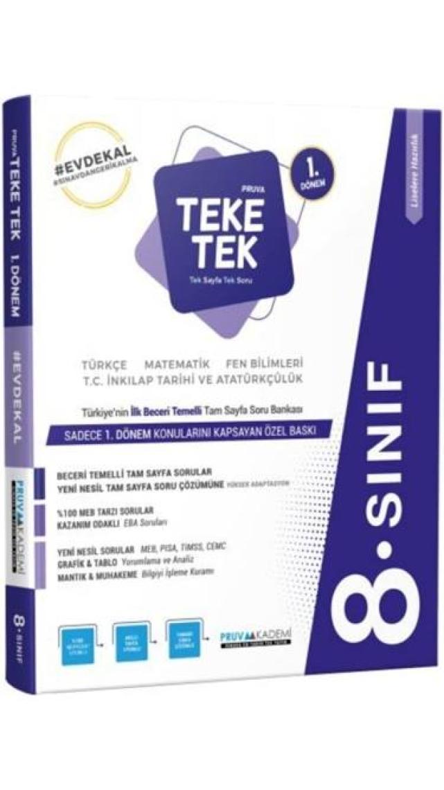 Pruva Akademi 8. Sınıf Teke Tek 1. Dönem Tam Sayfa Soru Bankası