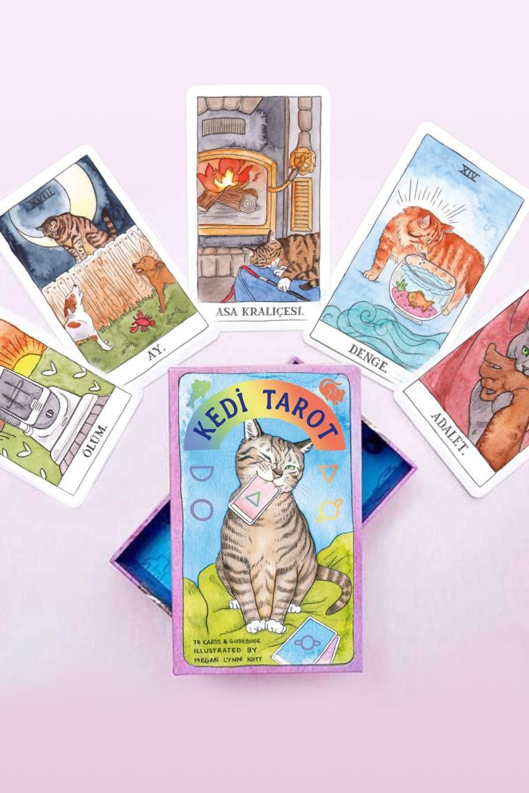 Kedi Tarot Destesi - 78 Tarot Kartı Ve Rehber Kitap Özel Kutulu Set