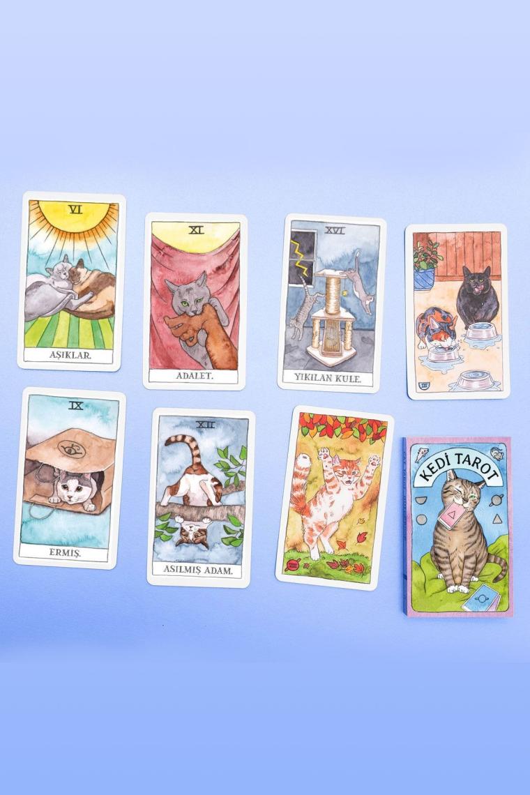 Kedi Tarot Destesi - 78 Tarot Kartı Ve Rehber Kitap Özel Kutulu Set