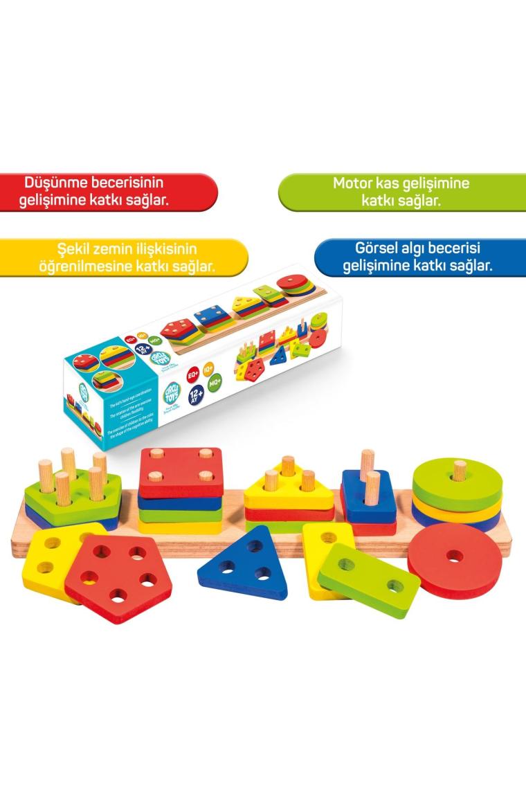 5'li Ahşap Geometrik Şekiller Oyunu