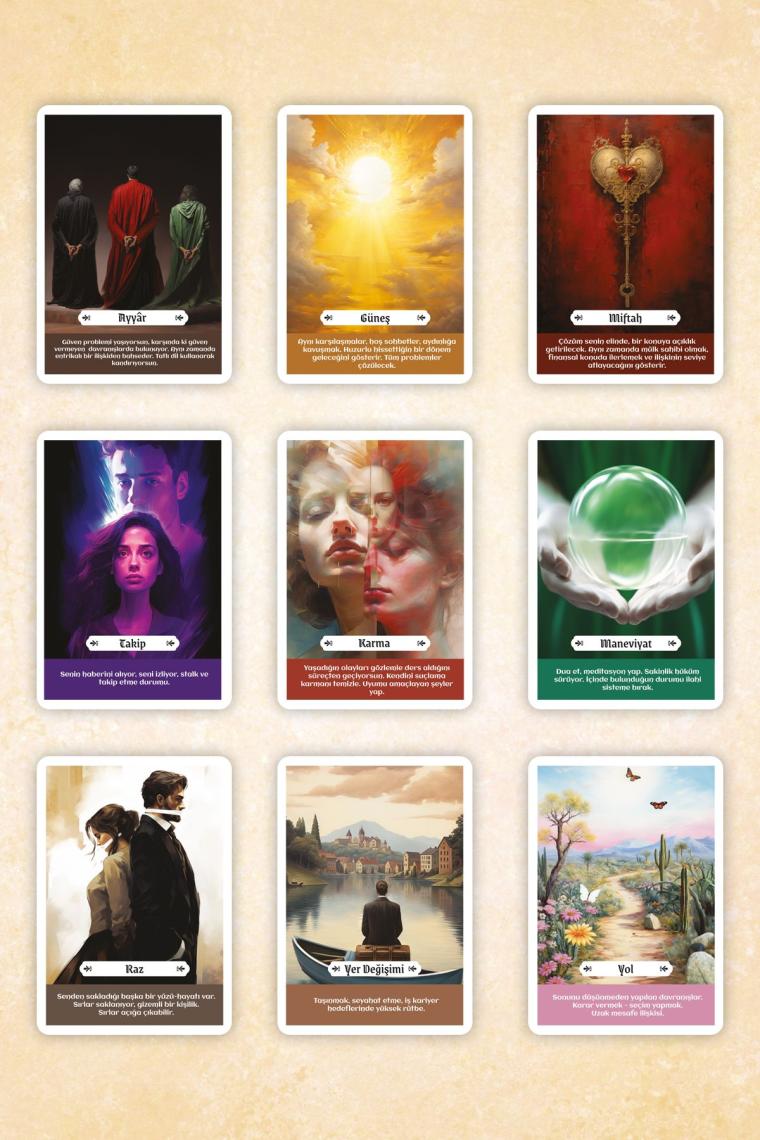 Pia Tarot Kehanet Destesi, Açıklamalı 47 Kart Kutulu Set