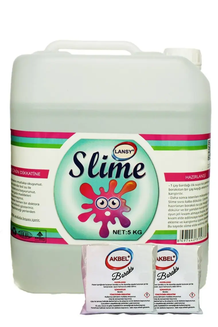 Lansy zıp zıp slime boyasız şeffaf 5 kg + 200 gr boraks
