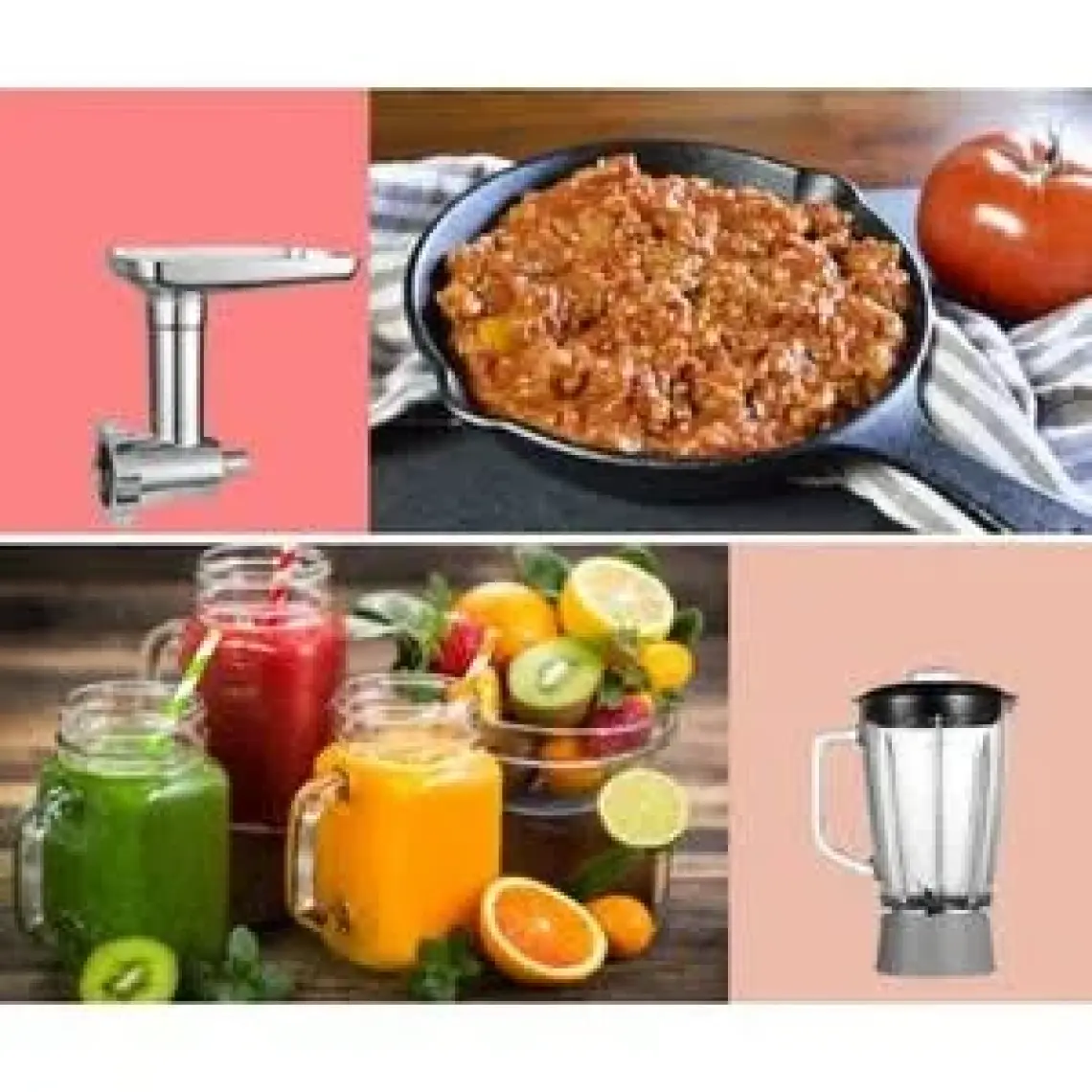 Yui M120 Multi-fonksiyonel 3'ü Bir Arada Stand Mikser Kıyma Setli Ve Blender Özellikli Gri