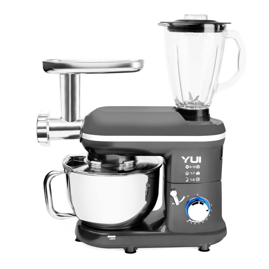 Yui M120 Multi-fonksiyonel 3'ü Bir Arada Stand Mikser Kıyma Setli Ve Blender Özellikli Gri