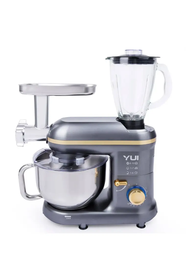 Yui M120 Multi-fonksiyonel 3'ü Bir Arada Stand Mikser Kıyma Setli Ve Blender Özellikli Gri