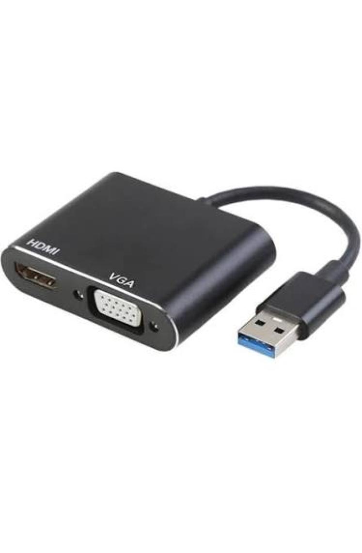 Alfais 4769 USB 3.0 To Hdmı VGA 1080P Monitör Genişletici Çevirici Dönüştürücü Adaptör