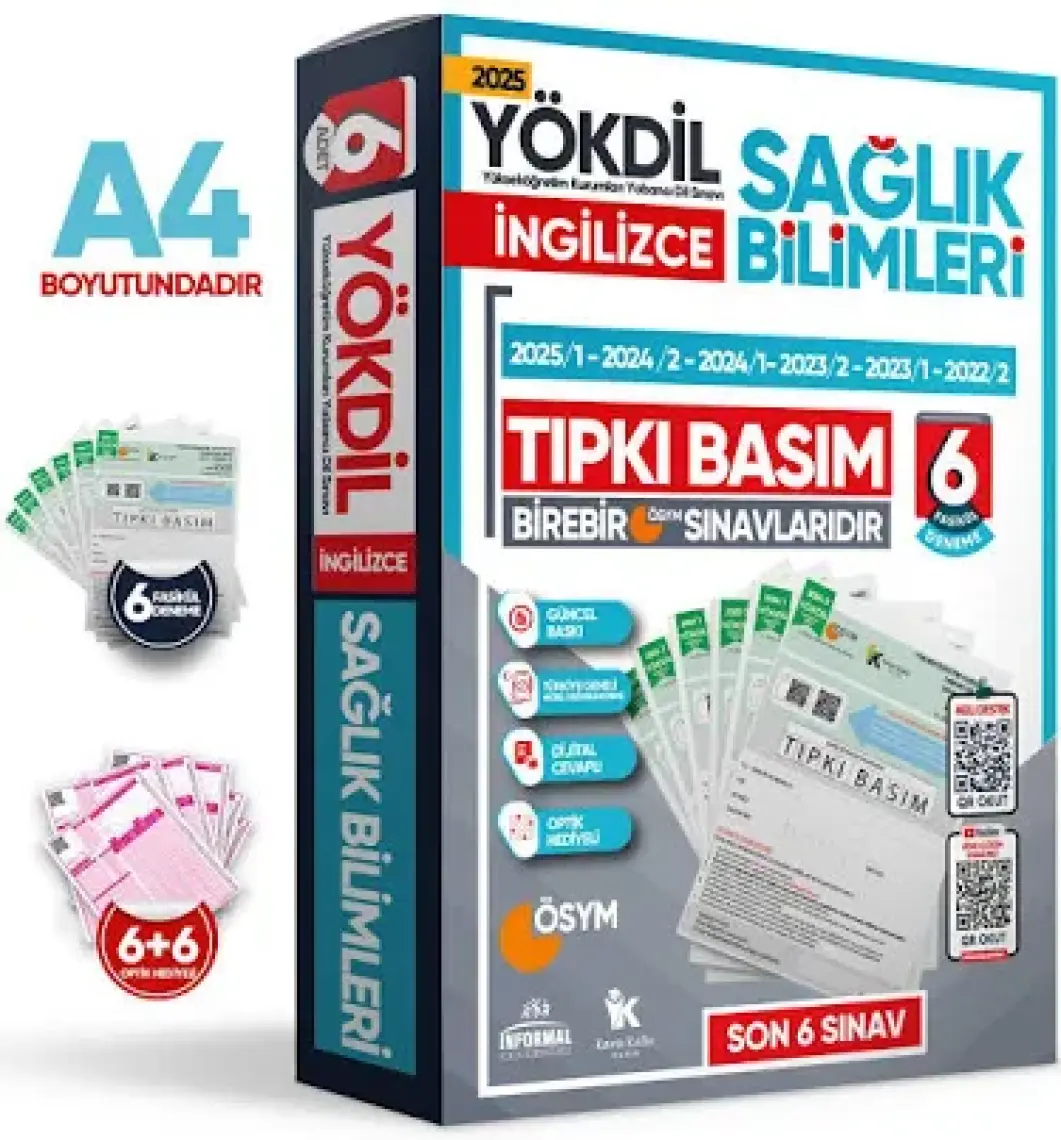 Karakutu Yayınları 2025 YÖKDİL İngilizce Sağlık Bilimleri ÖSYM Çıkmış Soru Tıpkı Basım Deneme 6’lı