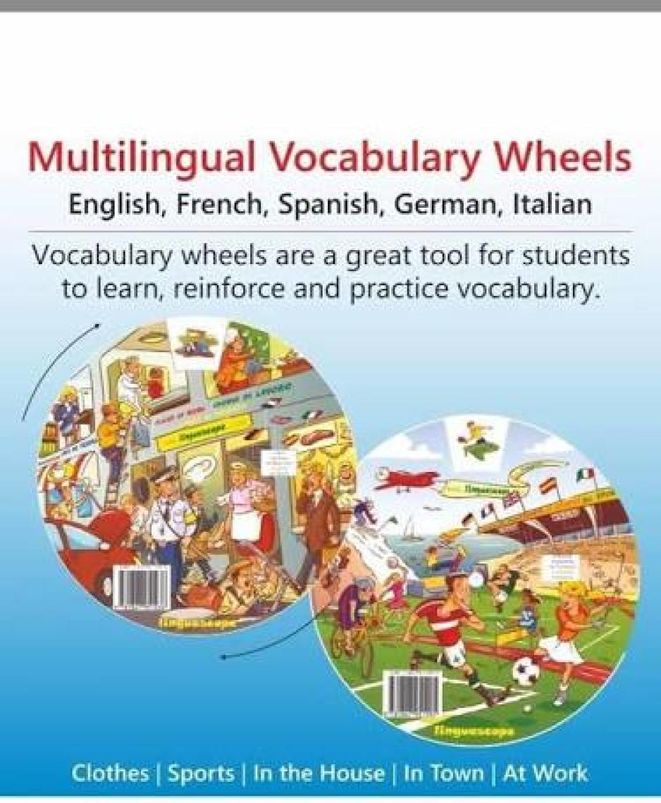 Kelime Çarkları Seti - 5 Dilde Temel Kelimeler (İngilizce, Almanca, İspanyolca, Fransızca, İtalyanca) Multilingual Vocabulary Wheels