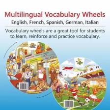 Kelime Çarkları Seti - 5 Dilde Temel Kelimeler (İngilizce, Almanca, İspanyolca, Fransızca, İtalyanca) Multilingual Vocabulary Wheels