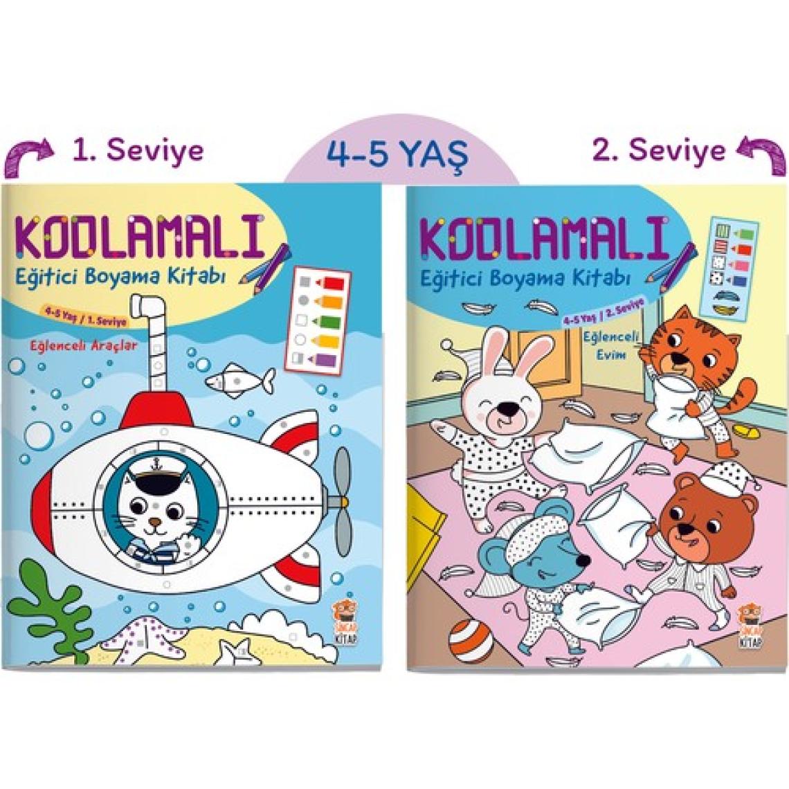 Kodlamalı Eğitici Boyama / 4-5 Yaş 1. ve 2. Seviye (2 Kitap)