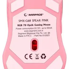 Rampage SMX-G68 SPEAR Full RGB 7200DPI Pembe 7D Makrolu Gaming Oyuncu Mouse