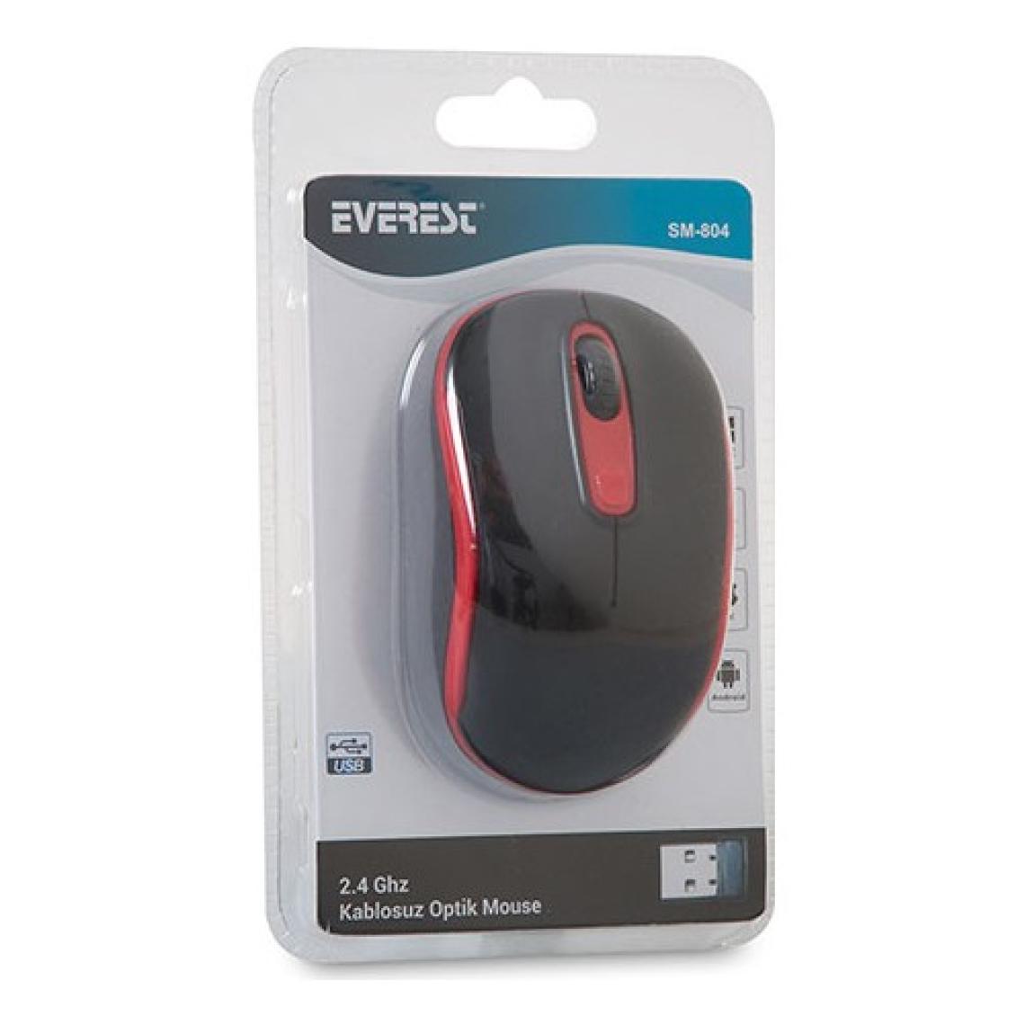 Everest SM-804 Siyah-Kırmızı Wireless Optik Mouse