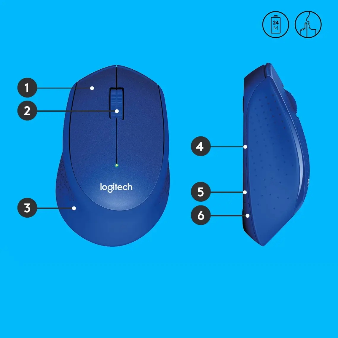 Logitech M330 Sessiz Kablosuz Optik Mouse - Mavi
