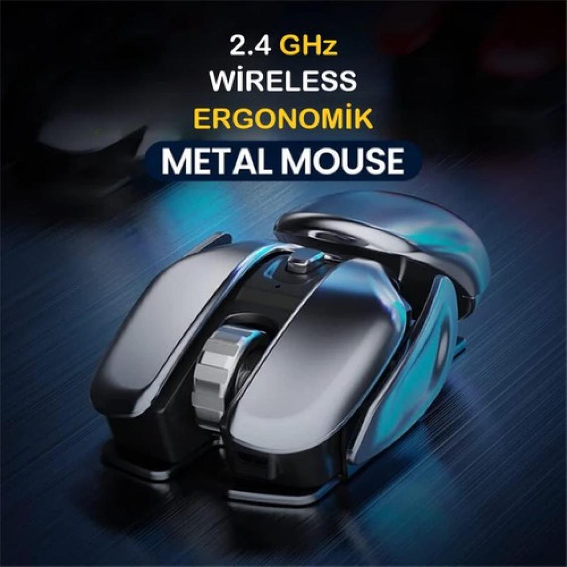 Duhalıne Kablosuz Şarjlı Mouse Modern Tasarım Ergonomik Metal Mouse, 2,4 Ghz Sessiz Tıklama