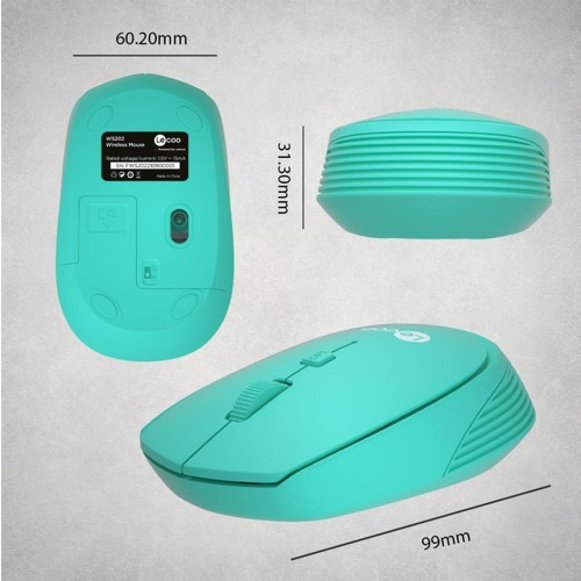 Lecoo WS202 Kablosuz 1200DPI 4 Tuşlu Optik Mouse Turkuaz