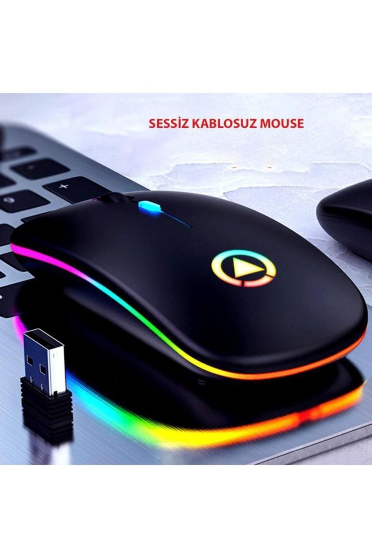 Dailytech Şarj Edilebilir Kablosuz LED Işıklı Sessiz Optik Mouse