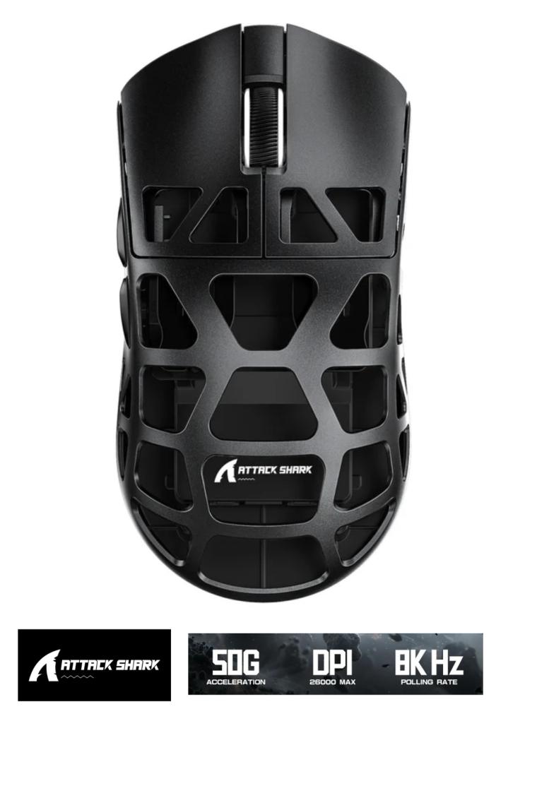 Attack Shark R3 Magnezyum Alaşımlı App Uygulamalı 8khz Ultra Hız Tepki 26.000DPI Gaming Oyuncu Mouse