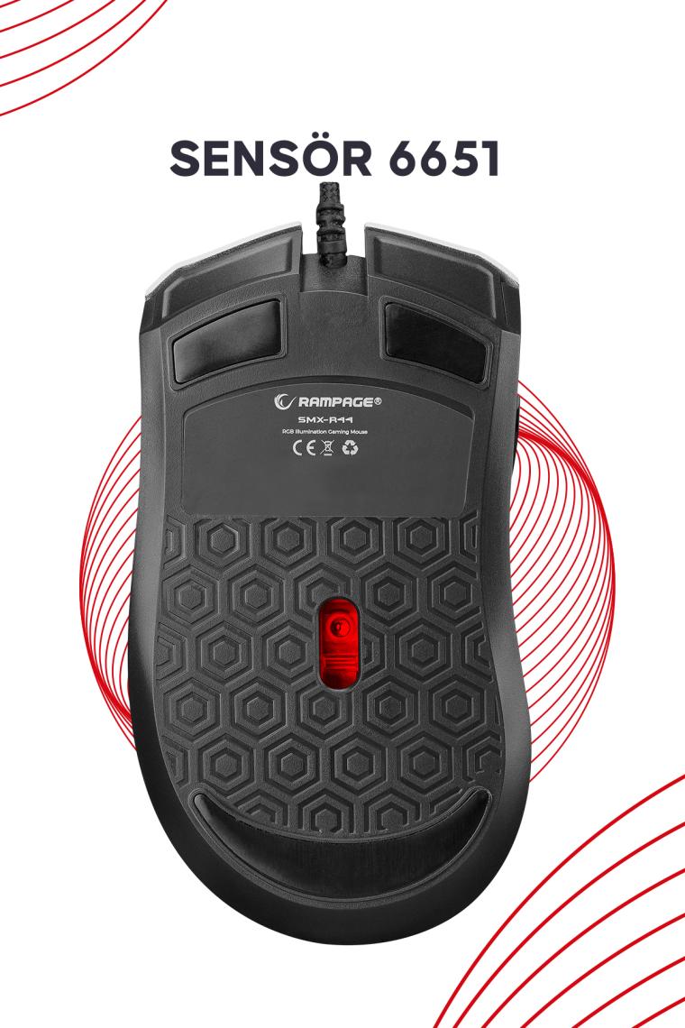 Rampage SMX-R44 Makrolu 6400DPI RGB Ledli Oyuncu Mouse - Sarı