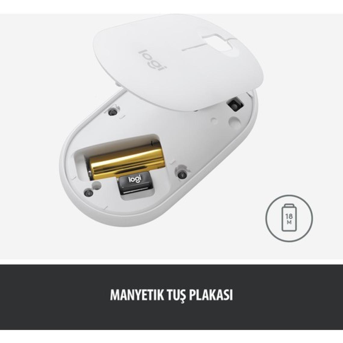 Logitech M350 Pebble Sessiz Kablosuz Kompakt Mouse - Beyaz