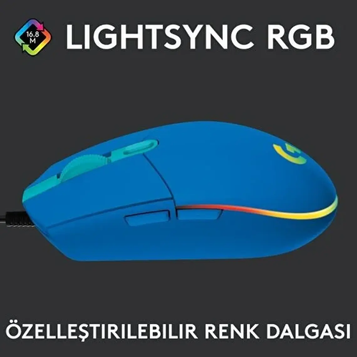 Logitech G102 Lightsync Kablolu Optik Oyuncu Mouse Mavi