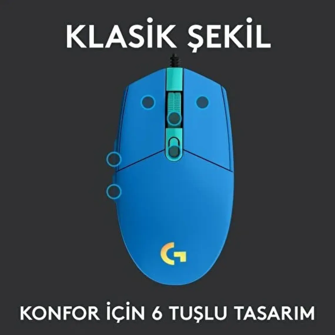 Logitech G102 Lightsync Kablolu Optik Oyuncu Mouse Mavi