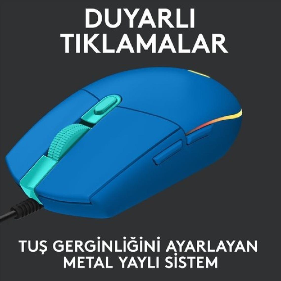 Logitech G102 Lightsync Kablolu Optik Oyuncu Mouse Mavi