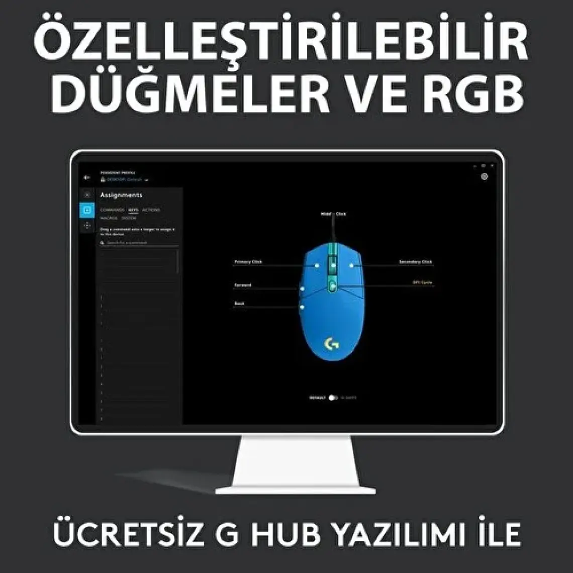 Logitech G102 Lightsync Kablolu Optik Oyuncu Mouse Mavi