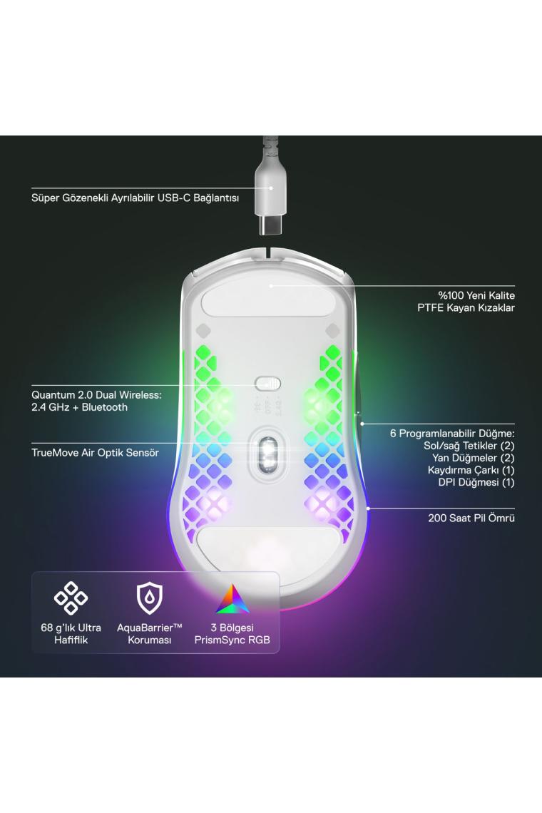 Steelserıes Aerox 3 Wıreless Onyx (2022) Ultra Hafıf 68G. Truemove Air Sensor Kablosuz Mouse