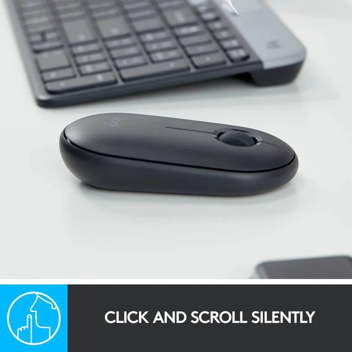 Logitech M350 Pebble Sessiz Kablosuz Kompakt Mouse - Siyah