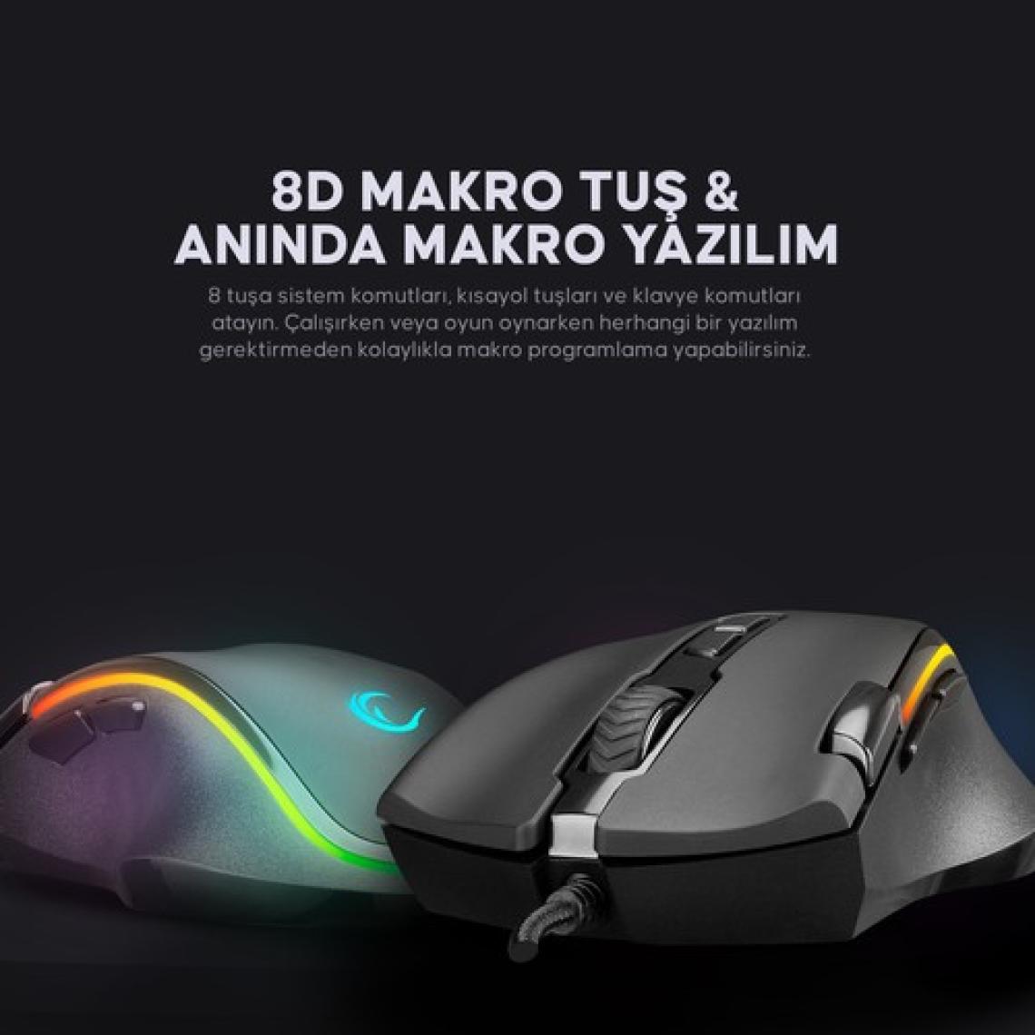 Rampage SMX-G72 GREEDY 8 Tuşlu Double Click Real RGB Ledli Makrolu 7200dpi Gaming Oyuncu Mouse
