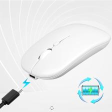 Hymark Sessiz Tıklama Şarjlı Çift Modlu Bluetooth Kablosuz 2.4ghz Beyaz Mouse