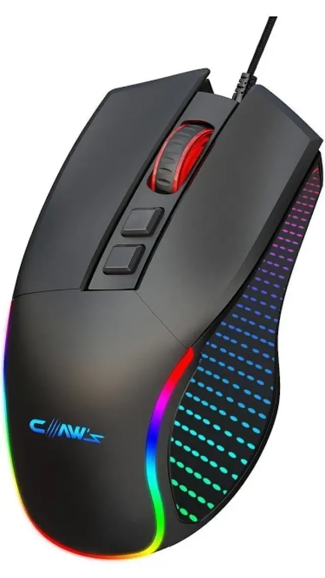 Claw's Crossfire V1 12800 Dpi Full Wide RGB Özel ABS Doku & Claw's Reflex Örgü Kablolu Gaming Mouse - Siyah